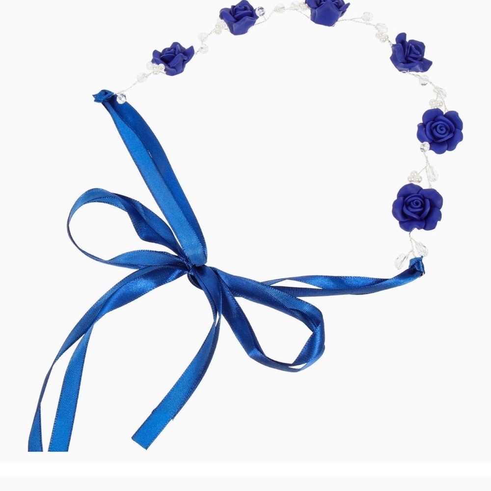 Royal Blue Rose Ribbon Headband